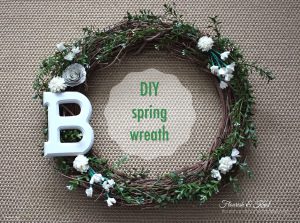 DIY spring wreath in green and white