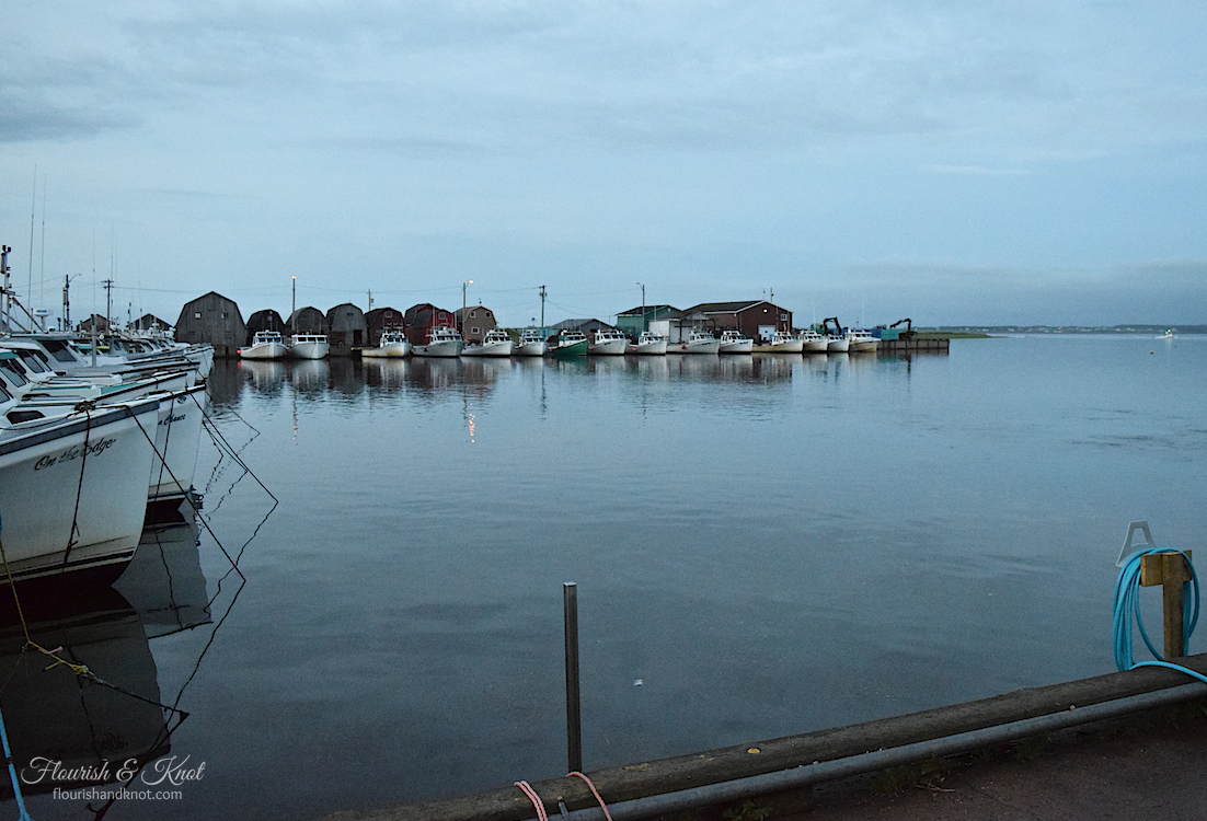 Boats in the harbour at dusk in Malpeque, PEI