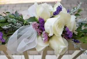 DIY Cascade Bouquet in white and purple