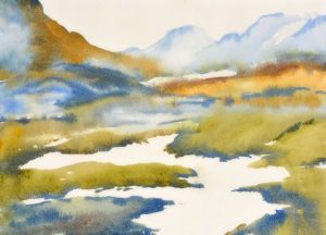 Watercolor Painting Landscape Mountain Art Print by NancyKnightArt