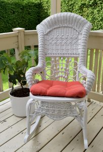 A rockin' makeover of an antique rocking chair in bright white and poppy coral!