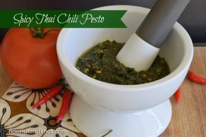 A simple recipe for Spicy Thai Chili Pesto - add a little zip to your pasta! | flourishandknot.com