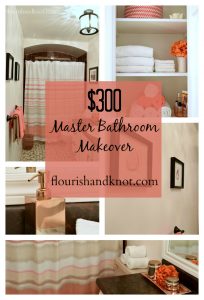 A $300 coral, brown, and white bathroom makeover | One Room Challenge | flourishandknot.com