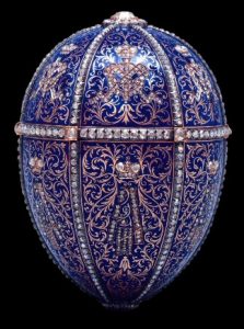 Mieks Fabergé Egg in blues, silver, and gold