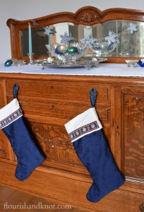 Flourish & Knot's 2015 Christmas Home Tour | flourishandknot.com | Blue and silver sideboard decoration