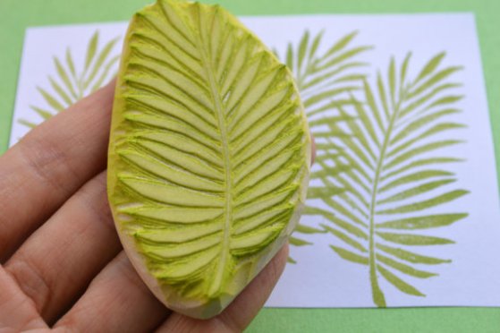Handmade rubber leaf stamp