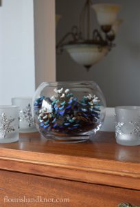 Flourish & Knot's 2015 Christmas Home Tour | flourishandknot.com | Ombré blue and white painted pinecones