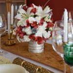 Flourish & Knot's 2015 Christmas Home Tour | flourishandknot.com | White, red, and gold tablescape with lilies