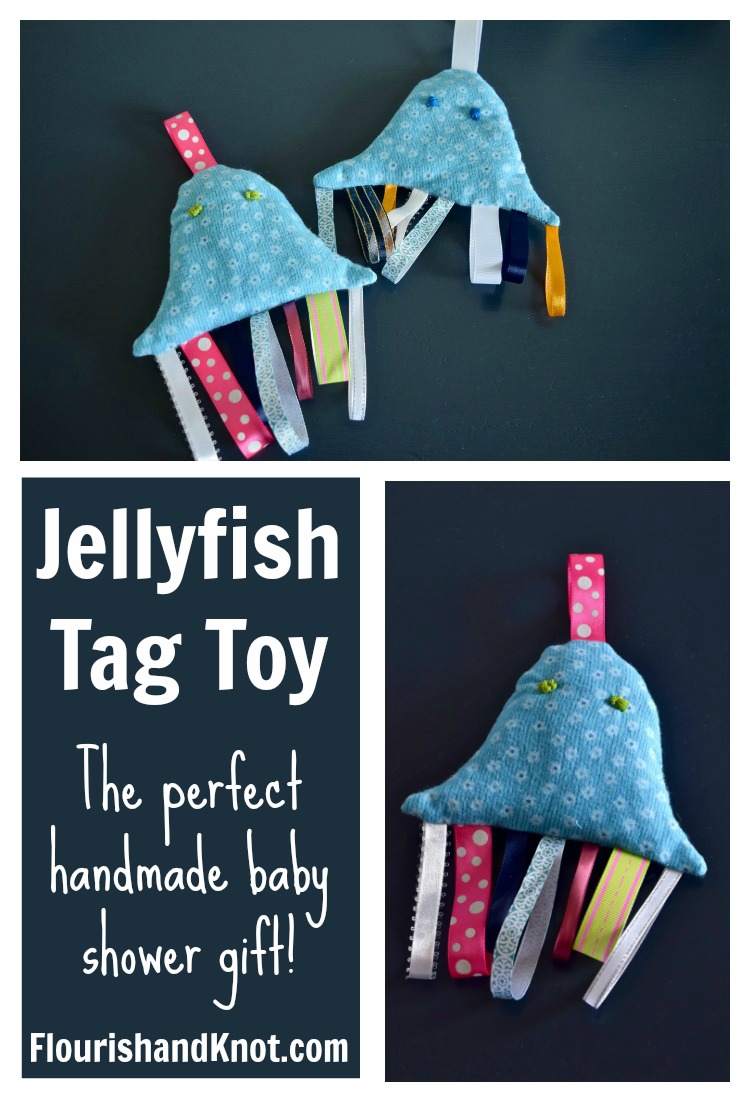 How to make a jellyfish tag toy | Handmade baby shower gift | flourishandknot.com