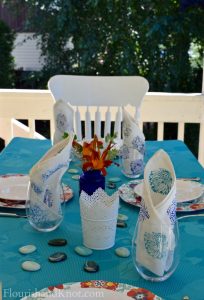 Turquoise & Orange Outdoor Table | Al Fresco Tablescape Hop | Bright, Global, Fresh Tablescape | Flourishandknot.com