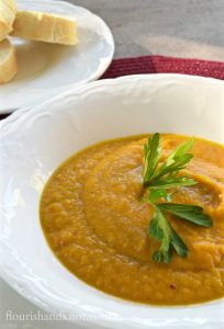 Carrot and Sweet Potato Soup | flourishandknot.com
