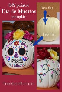 A colourful DIY painted pumpkin for Día de Muertos and Halloween | flourishandknot.com