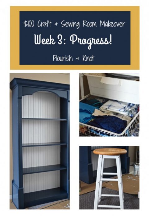 $100 Craft & Sewing Room Makeover | $100 Room Challenge | Navy, Goldenrod, and Fuschia palette | Week 3