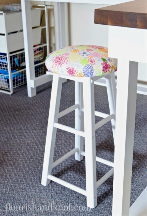 DIY Upholstered Barstool | $100 Craft & Sewing Room Makeover | DIY Home Decor | Budget Decorating | $100 Room Challenge