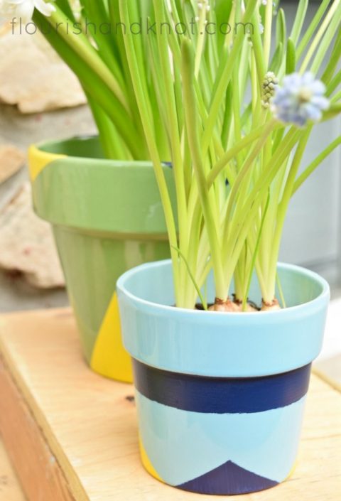DIY flower pots | There for the Making | Earth Day Project | Painted Geometric Flower Pots
