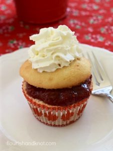 Canada Day Cupcakes with Rhubarb-Strawberry Compote