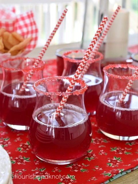 Canada Day Punch with white and red straws
