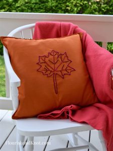 Embroidered Ikea Pillow | Embroidered Maple Leaf Pillow | There for the Making Challenge