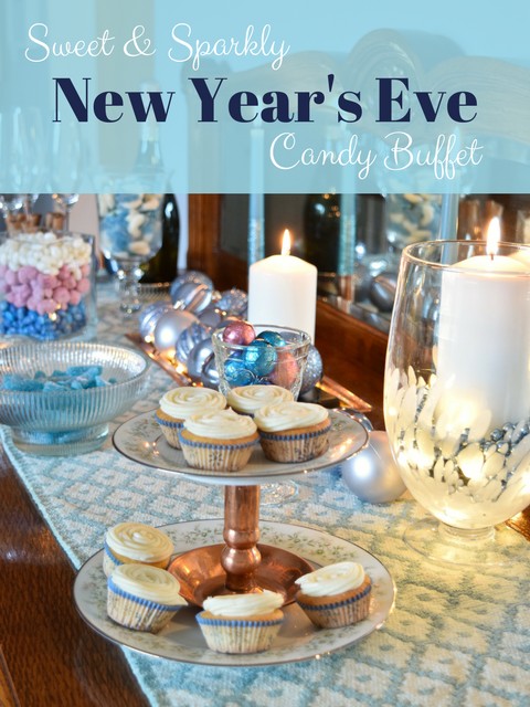Copper, White, Blue, and Pink Candy Buffet | Sweet & Sparkly New Year's Eve Candy Buffet | Year of Feasting