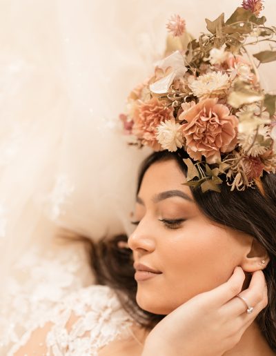 Fantasy floral crown in pink and gold | Kerstin Hahn Photography | Flourish & Knot