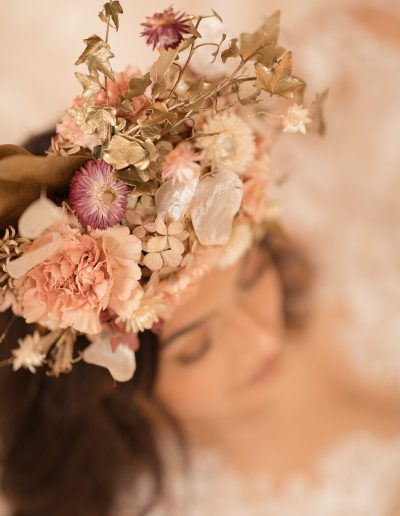Dried flower crown in pink and gold | Kerstin Hahn Photography | Flourish & Knot