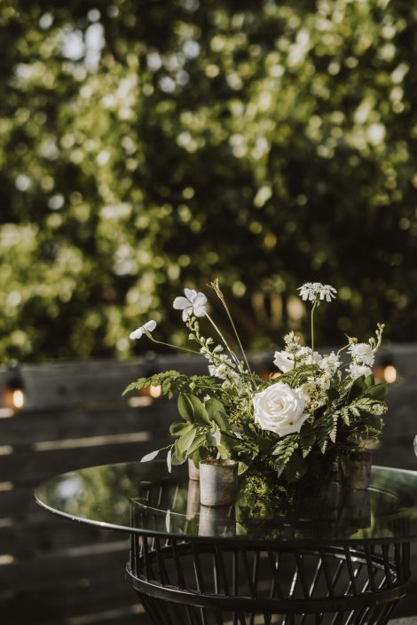 Wildflower-style small white and green centrepieces | Flourish & Knot