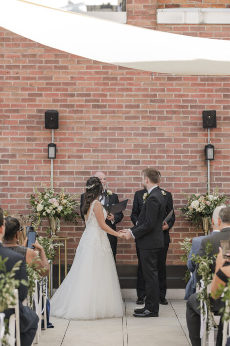 Rooftop wedding ceremony at the Hotel Place D'Armes | Flourish & Knot | Montreal wedding florist | Hotel Place D'Armes wedding | Montreal Old Port Wedding